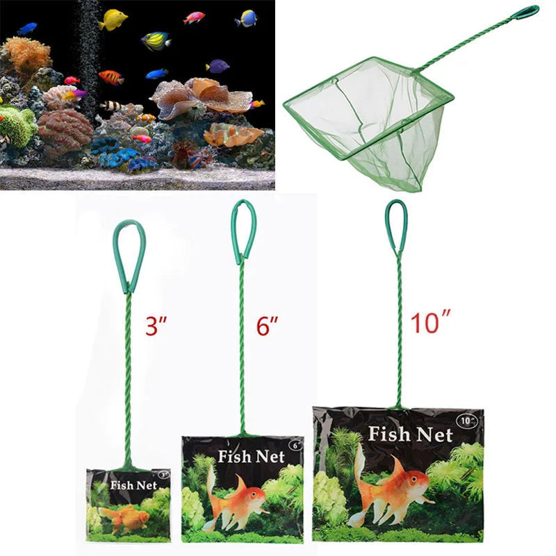 Portable Fish Net with Long Handle, Square Shaped Aquarium Accessories, Fish Tank Landing Net,  Net Fish, Floating Objects Cleaning Tool