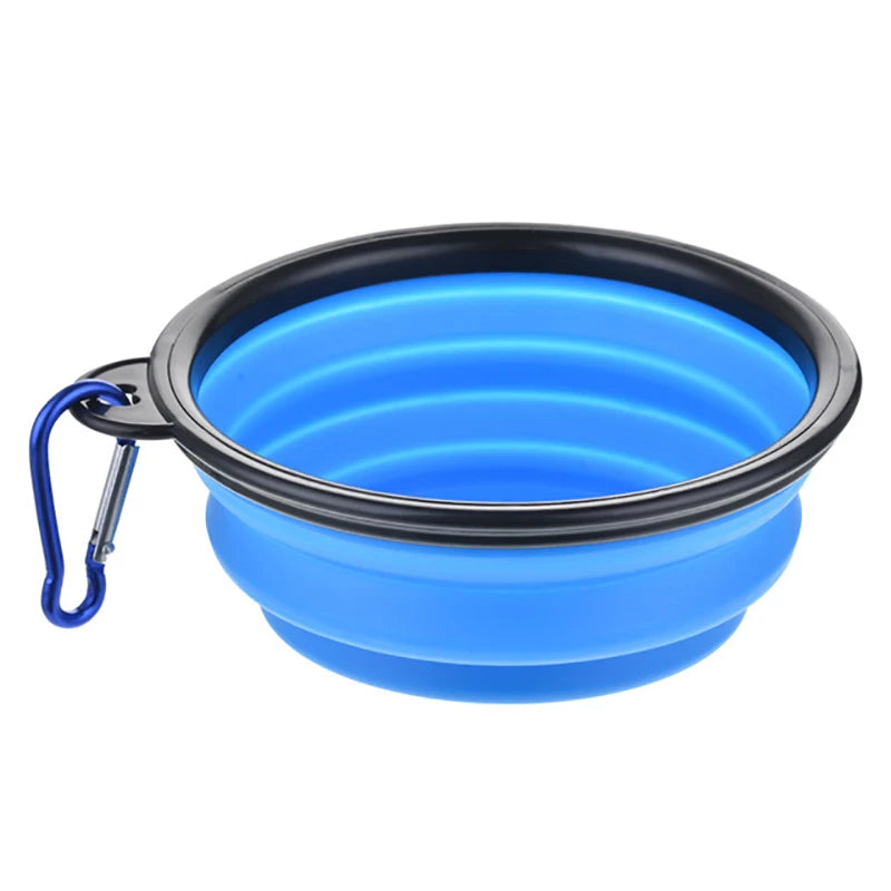 Folding Portable Silicone Dog Feeder, Bowl 2-in-1 Pet Dispenser for Outdoor Travel, Food And Water Container for Dogs And Cats