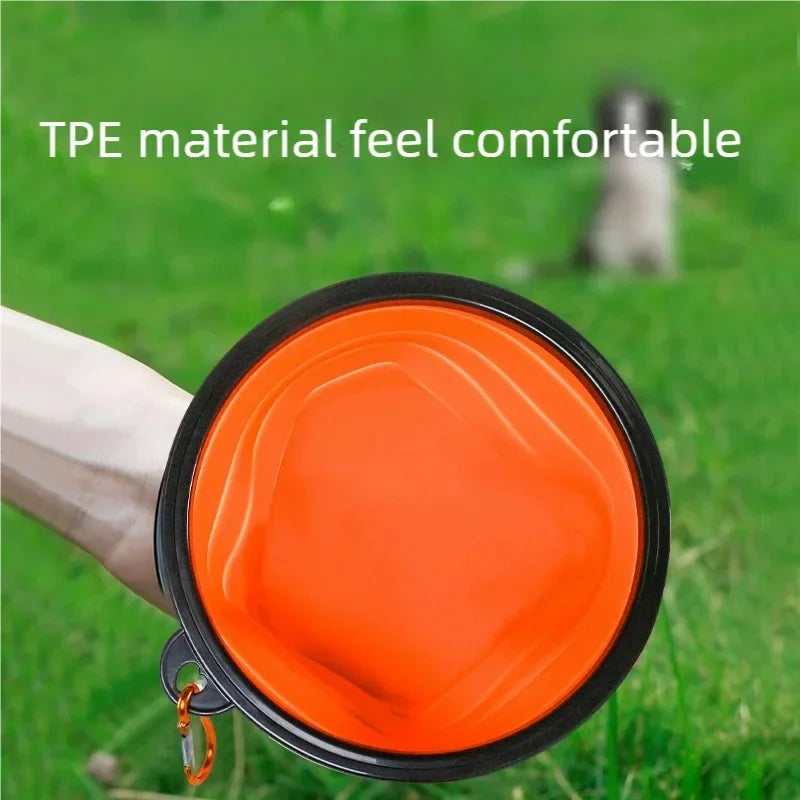 Folding Portable Silicone Dog Feeder, Bowl 2-in-1 Pet Dispenser for Outdoor Travel, Food And Water Container for Dogs And Cats