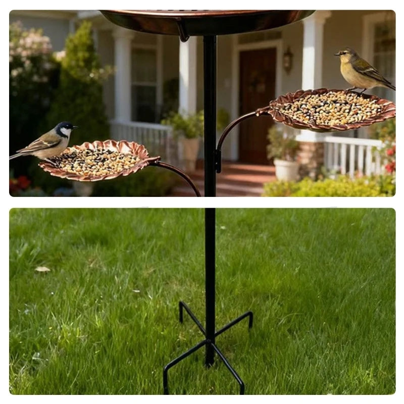 Elegant, Metal Bird Bath And Feeder, For Garden With Stable 5 Leg Base, Attracts Wild Birds for Patios, Outdoor, Decors KXRE