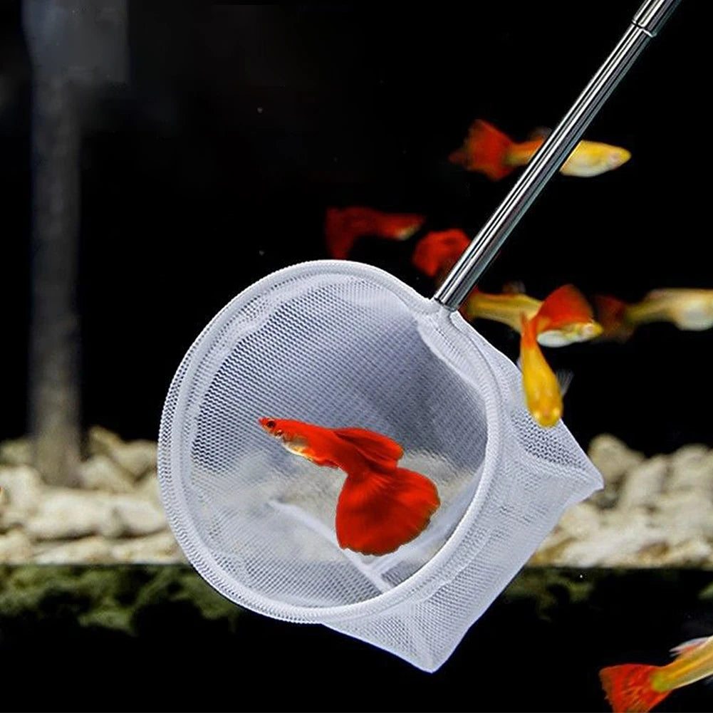 3D Aquarium Fish Net, Extendable Handle, Soft Mesh, Safe for Catching Fish, Shrimp Aquarium Accessories, Aquatic Pet Supplies