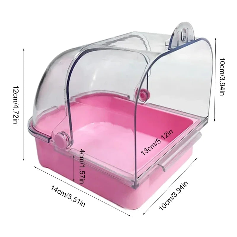 Bird Bath-Tub, Birdcages External Bathroom Cage, Mounted Clear Shower Room, Non-spill Bird Bath Tub for Parakeets