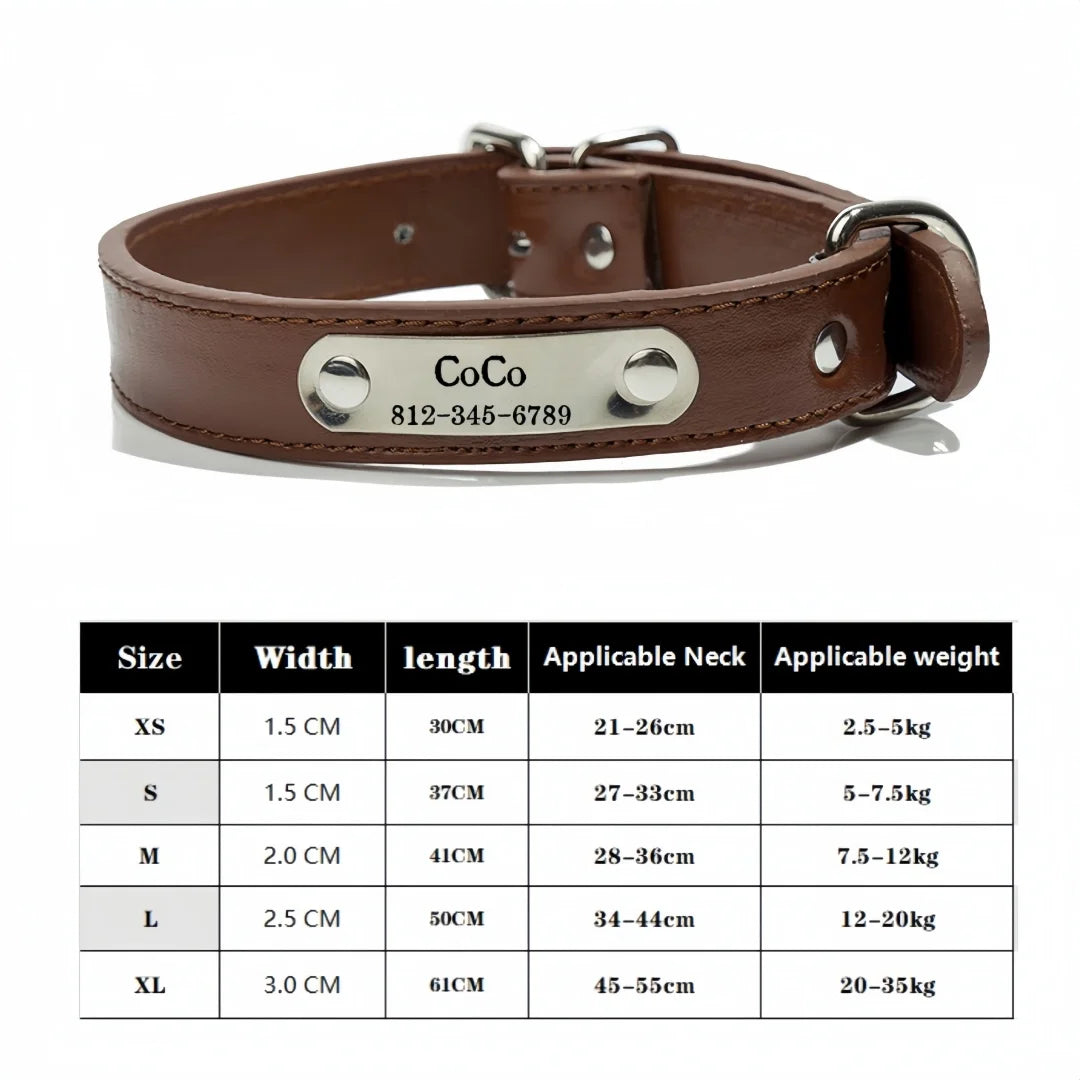 Personalized Dog Collar, Name Carved ID Tag,  Anti-lost, Solid PU Leather Collar For Small, Medium, Large Dogs, Puppy, Cat, Pet Supplies
