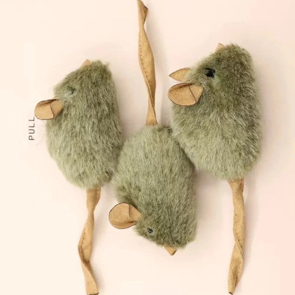 Interactive Squeaky Mouse for Cats, Toy Plush, Realistic Funny Self Play, Automatic Chirping, Durable Bite Resistant Pet Cat Kitten Toys