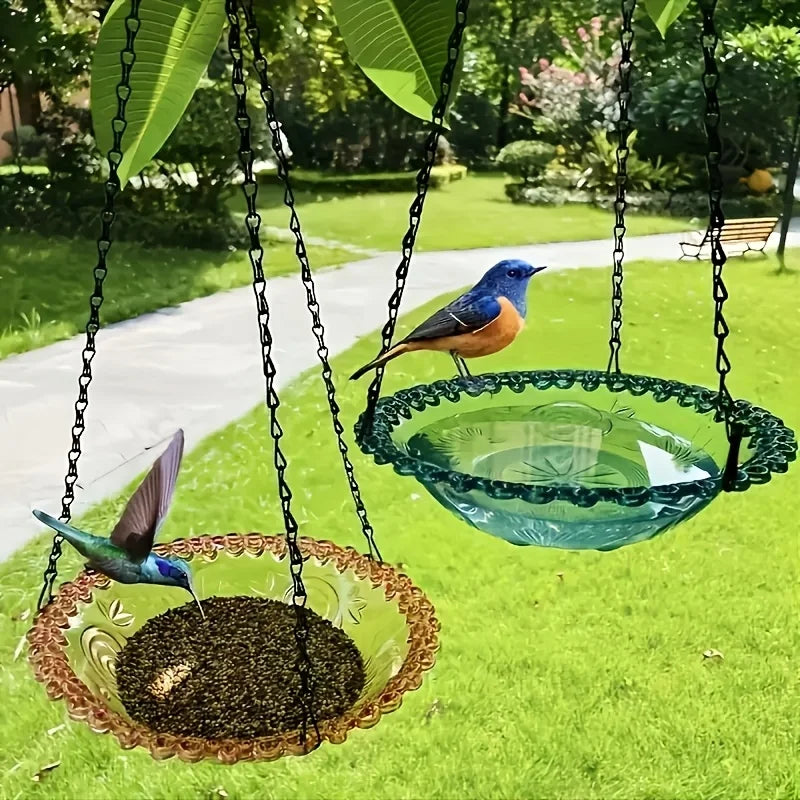 Hanging bird baths and feeders, outdoor bird food trays, bird food racks, garden decorative bird food racks