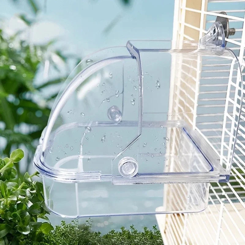 Bird Bath-Tub, Birdcages External Bathroom Cage, Mounted Clear Shower Room, Non-spill Bird Bath Tub for Parakeets