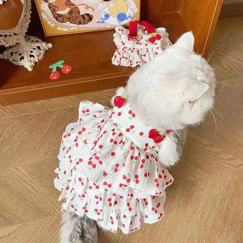 Pretty Pet Dress for Dogs & Cats - Layered Cake Style Printed Clothes, Small Medium Breed Apparel, Adorable Summer Outfit and an adorable costume Halloween costume.
