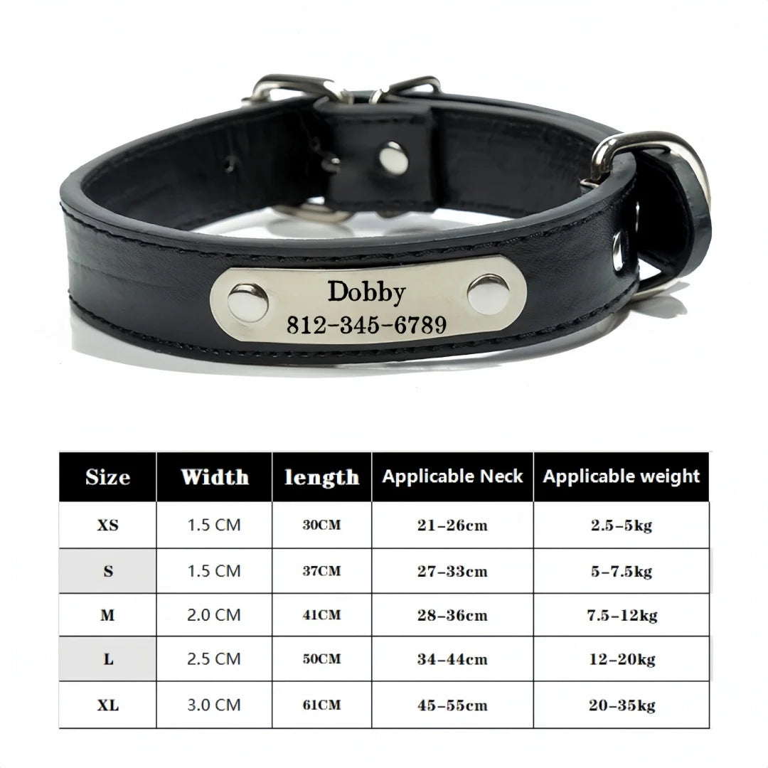 Personalized Dog Collar, Name Carved ID Tag,  Anti-lost, Solid PU Leather Collar For Small, Medium, Large Dogs, Puppy, Cat, Pet Supplies