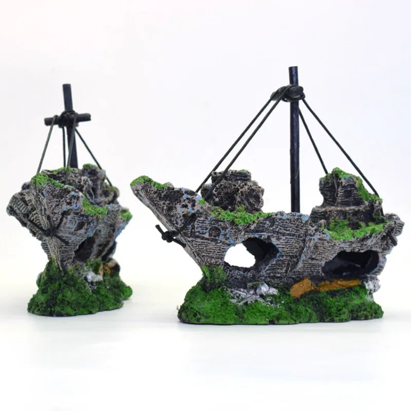 Resin Sunken Ship, Aquarium Accessory Fish Tank, Landscape Decoration, for Desktop or  Home Ornament For Aquarium Decorations