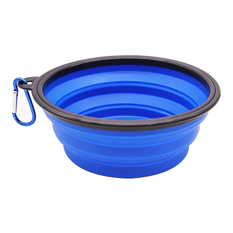 Folding Portable Silicone Dog Feeder, Bowl 2-in-1 Pet Dispenser for Outdoor Travel, Food And Water Container for Dogs And Cats
