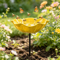 Flower Shaped Bee Watering Station Metal Flower Garden Stake Bird Bath Butterfly Water Feeder Garden Bird Bath Bowls for Outside