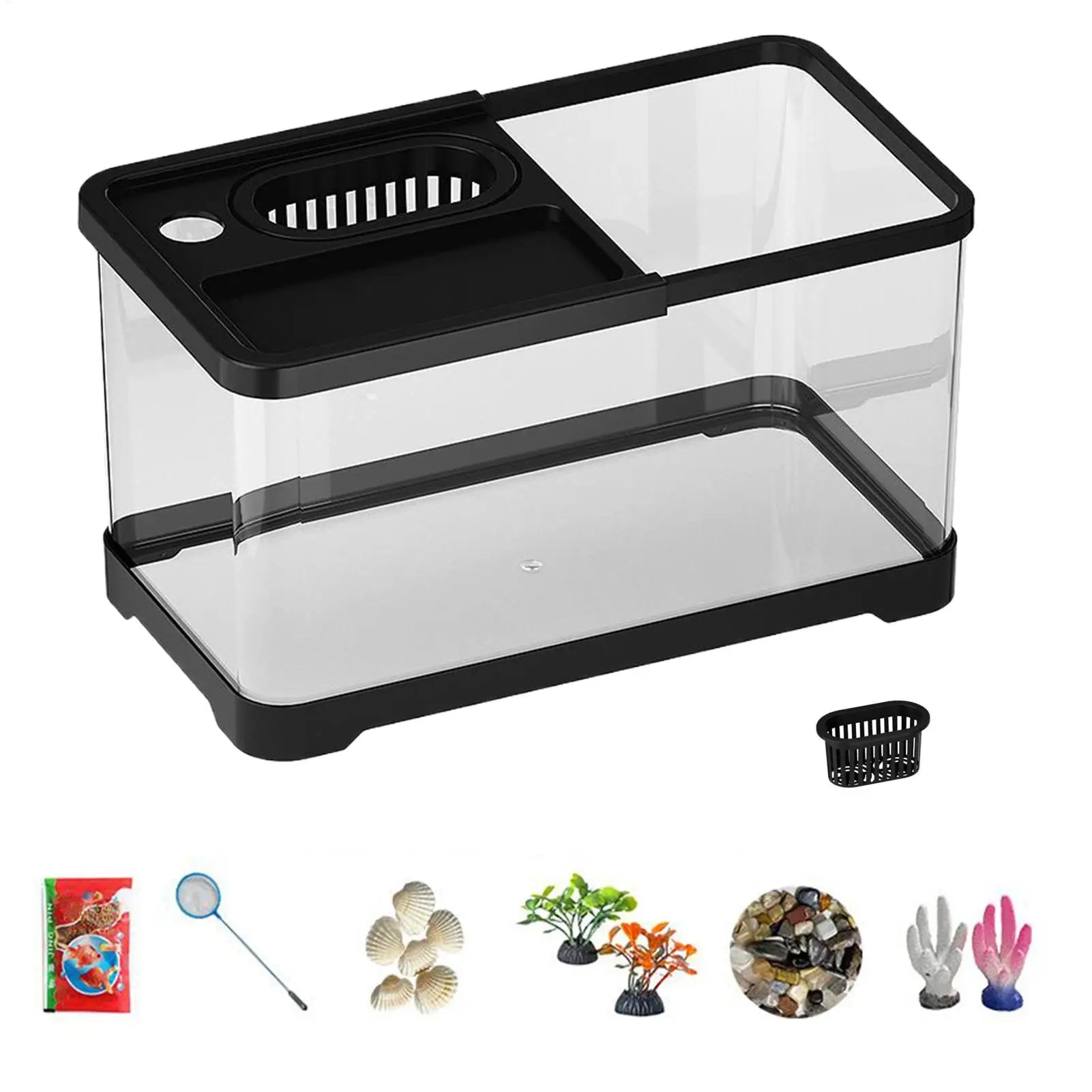 Small Aquarium Kit, LED Fish Tank Kit With Decoration Accessories, Dust-proof Underwater Landscape Decoration for Desktop Living