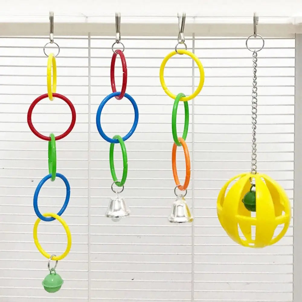 Plastic Bird Swing Toy, Colorful With Bell Bird Hanging Ring, Toy Relieve Boredom, Bird Exercise Play Toy, Birdcage Accessories