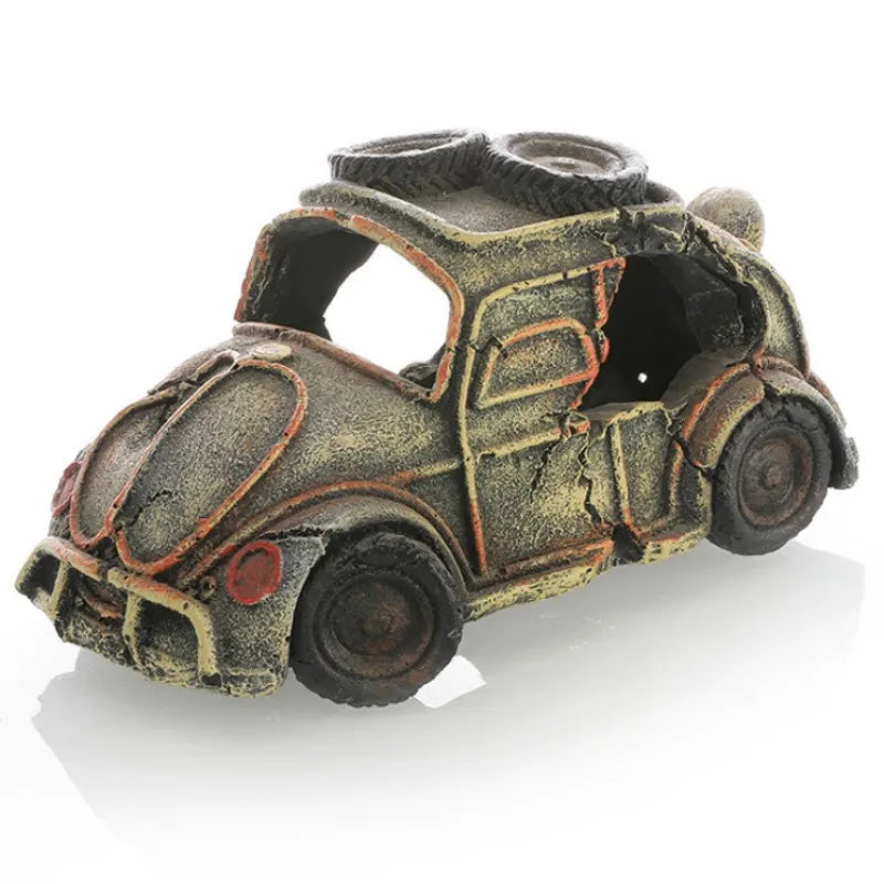 Aquarium Decoration, Decorative Ornaments, Resin Broken Bus Fish Tank Decoration, Simulation Decorative Rocks, Fish Tank Accessories