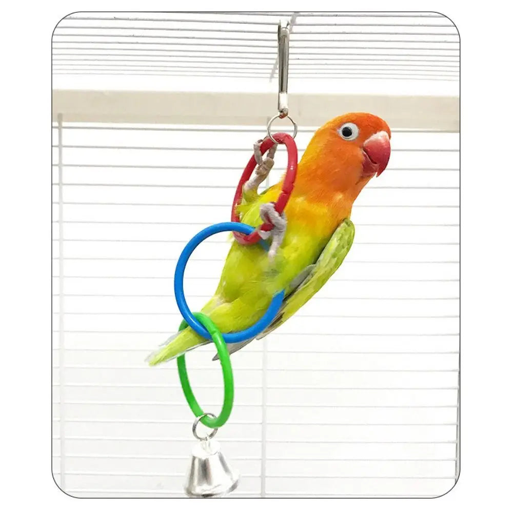 Plastic Bird Swing Toy, Colorful With Bell Bird Hanging Ring, Toy Relieve Boredom, Bird Exercise Play Toy, Birdcage Accessories