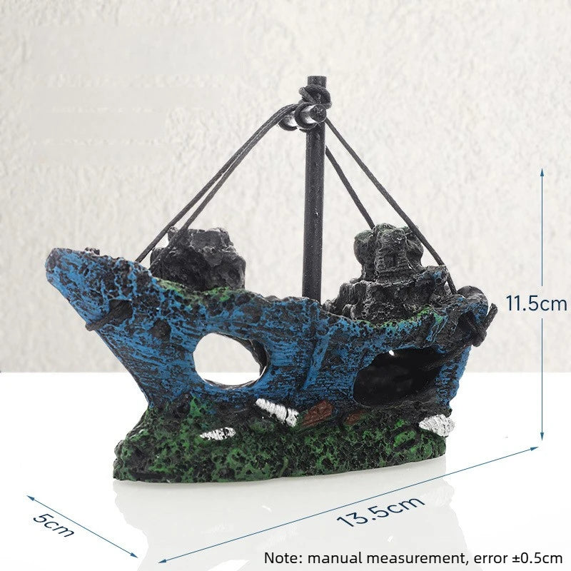 Resin Sunken Ship, Aquarium Accessory Fish Tank, Landscape Decoration, for Desktop or  Home Ornament For Aquarium Decorations