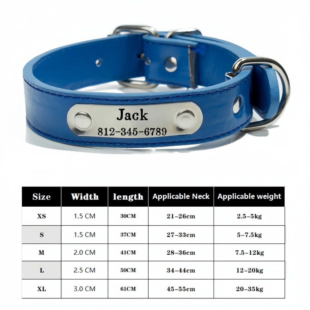 Personalized Dog Collar, Name Carved ID Tag,  Anti-lost, Solid PU Leather Collar For Small, Medium, Large Dogs, Puppy, Cat, Pet Supplies