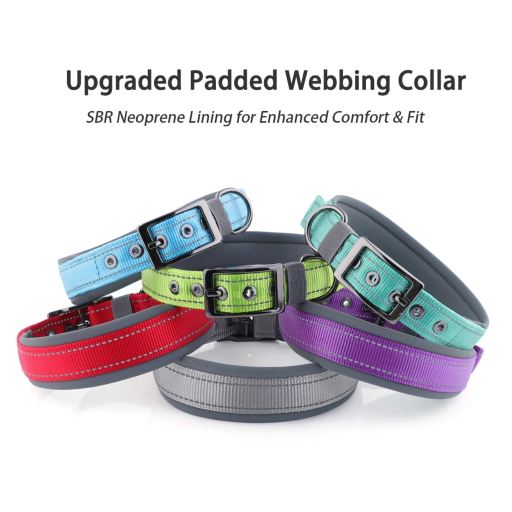 Dog Collar for Large Dogs, Neoprene Padded and Adjustable Reflective Wide Heavy Duty Pet Collars with Durable Metal Belt Buckle