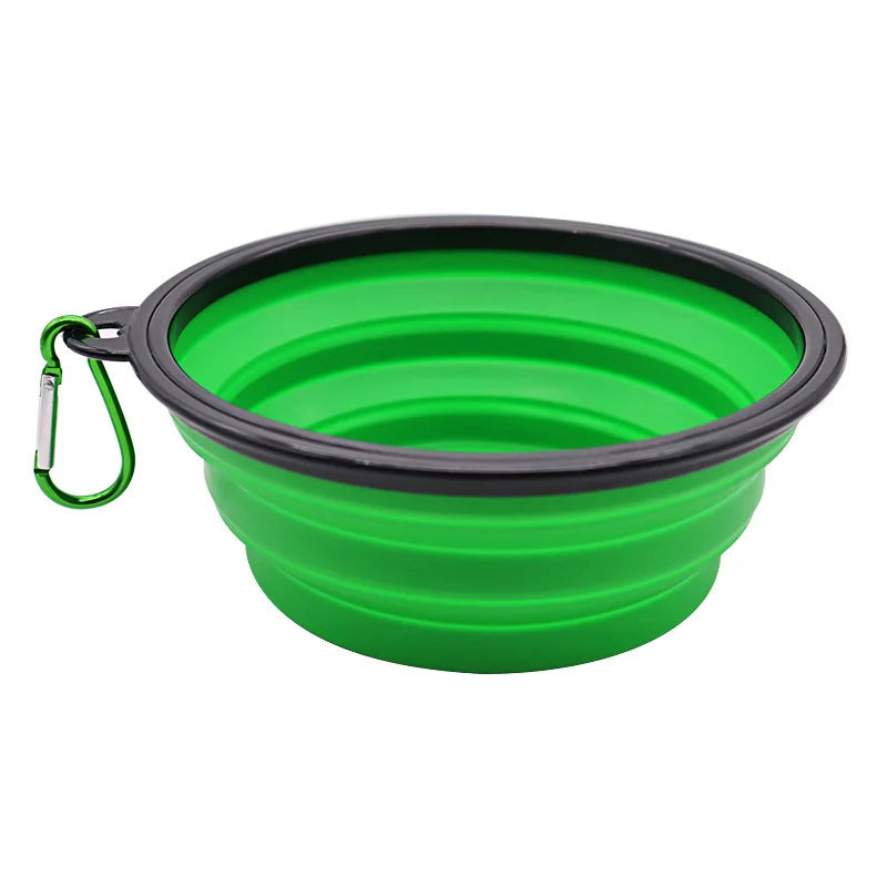 Folding Portable Silicone Dog Feeder, Bowl 2-in-1 Pet Dispenser for Outdoor Travel, Food And Water Container for Dogs And Cats