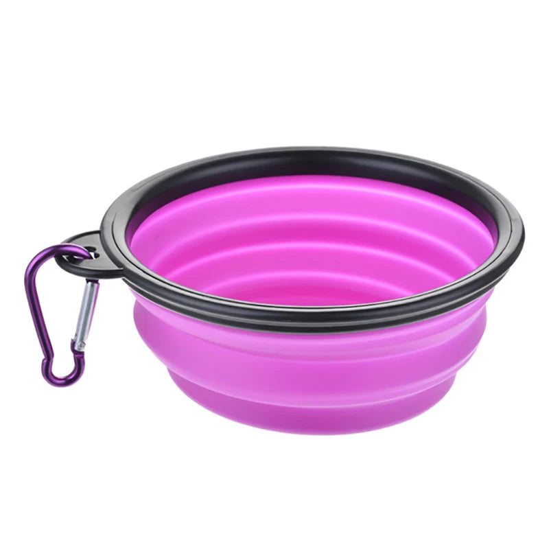 Folding Portable Silicone Dog Feeder, Bowl 2-in-1 Pet Dispenser for Outdoor Travel, Food And Water Container for Dogs And Cats