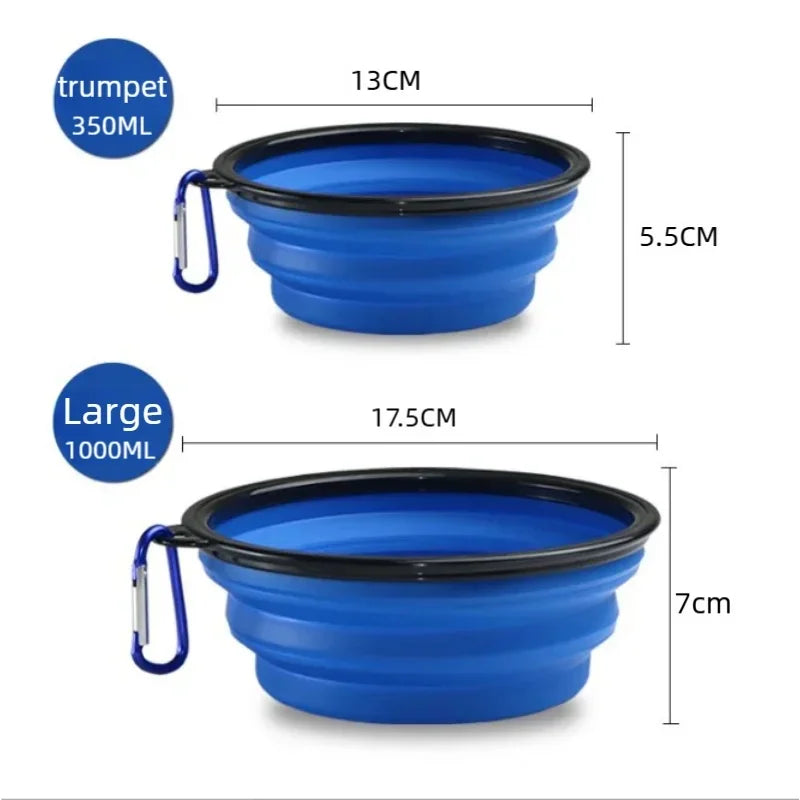 Folding Portable Silicone Dog Feeder, Bowl 2-in-1 Pet Dispenser for Outdoor Travel, Food And Water Container for Dogs And Cats