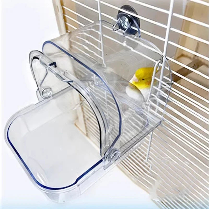 Bird Bath-Tub, Birdcages External Bathroom Cage, Mounted Clear Shower Room, Non-spill Bird Bath Tub for Parakeets