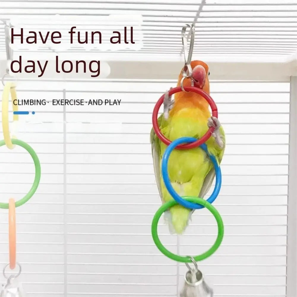 Plastic Bird Swing Toy, Colorful With Bell Bird Hanging Ring, Toy Relieve Boredom, Bird Exercise Play Toy, Birdcage Accessories