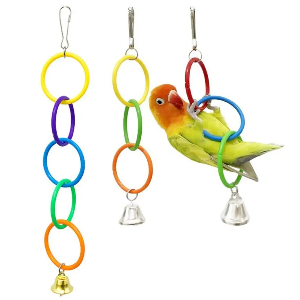Plastic Bird Swing Toy, Colorful With Bell Bird Hanging Ring, Toy Relieve Boredom, Bird Exercise Play Toy, Birdcage Accessories