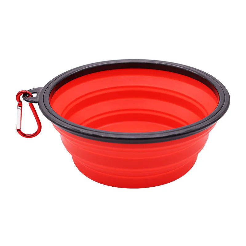 Folding Portable Silicone Dog Feeder, Bowl 2-in-1 Pet Dispenser for Outdoor Travel, Food And Water Container for Dogs And Cats