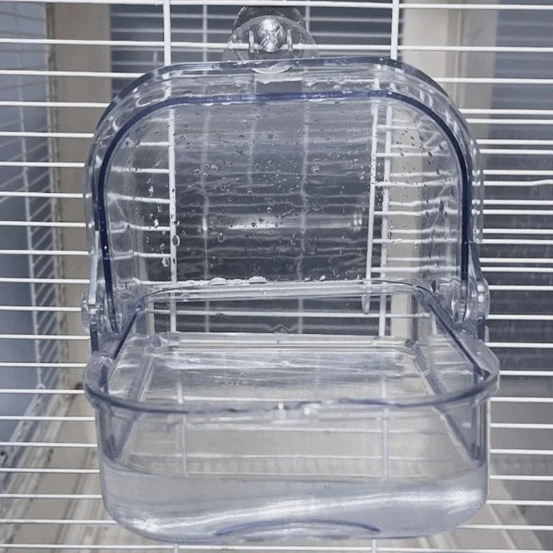 Bird Bath-Tub, Birdcages External Bathroom Cage, Mounted Clear Shower Room, Non-spill Bird Bath Tub for Parakeets
