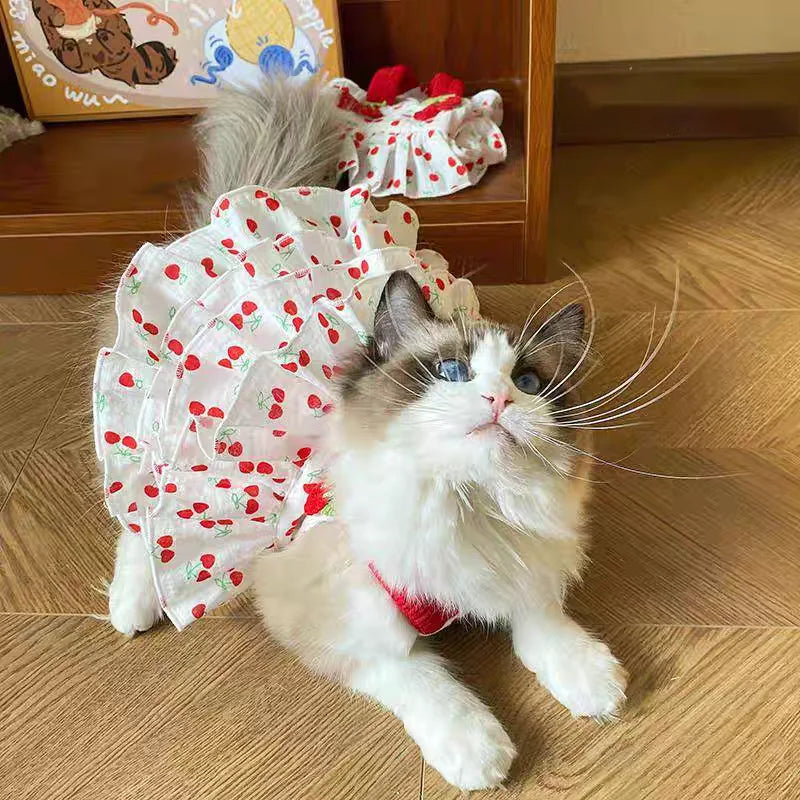 Pretty Pet Dress for Dogs & Cats - Layered Cake Style Printed Clothes, Small Medium Breed Apparel, Adorable Summer Outfit and an adorable costume Halloween costume.