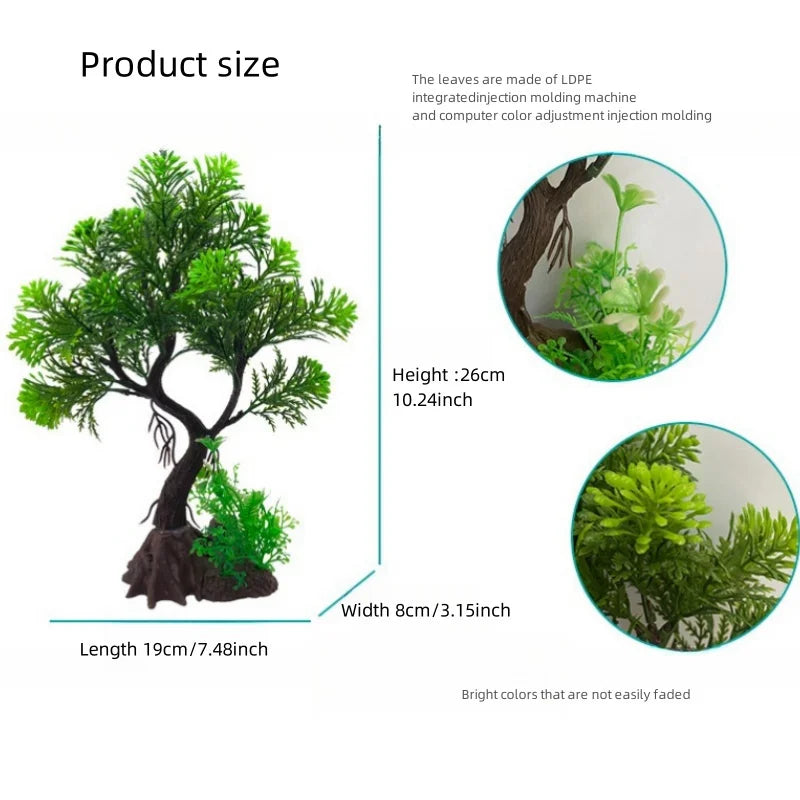 Fish Tank, DIY Artificial Aquarium Decor, Plants, Tree Ornamental Aquatic Plant, Grass Decoration Accessories 26cm/10.24inch