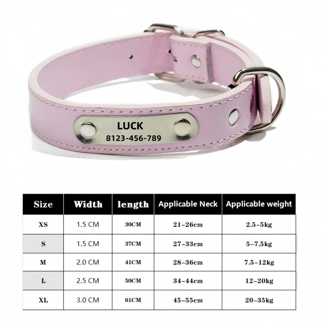 Personalized Dog Collar, Name Carved ID Tag,  Anti-lost, Solid PU Leather Collar For Small, Medium, Large Dogs, Puppy, Cat, Pet Supplies