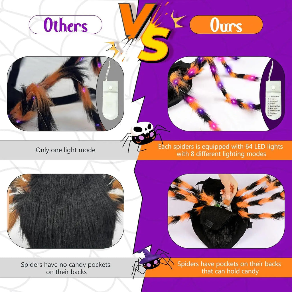 Halloween LED Lighting Spider Dog Costume, Pet Costumes, Funny  Cosplay Accessories, Unique Doggy Dress Up Party Clothes
