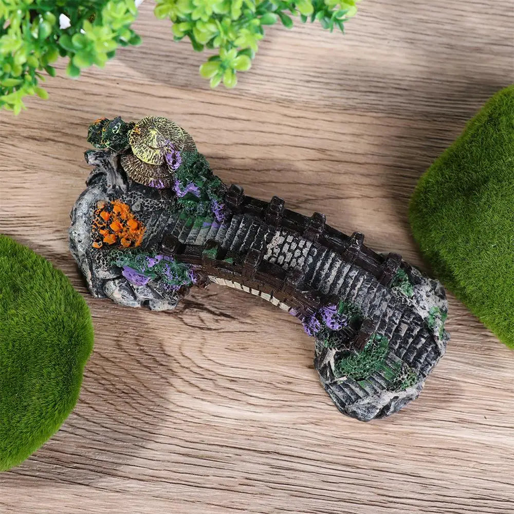 Aquarium Accessories, Arbor Tree, Plant Fake Landscaping, Fish Tank Ornament, Artificial Bridge Rockery Resin Aquarium Ornaments