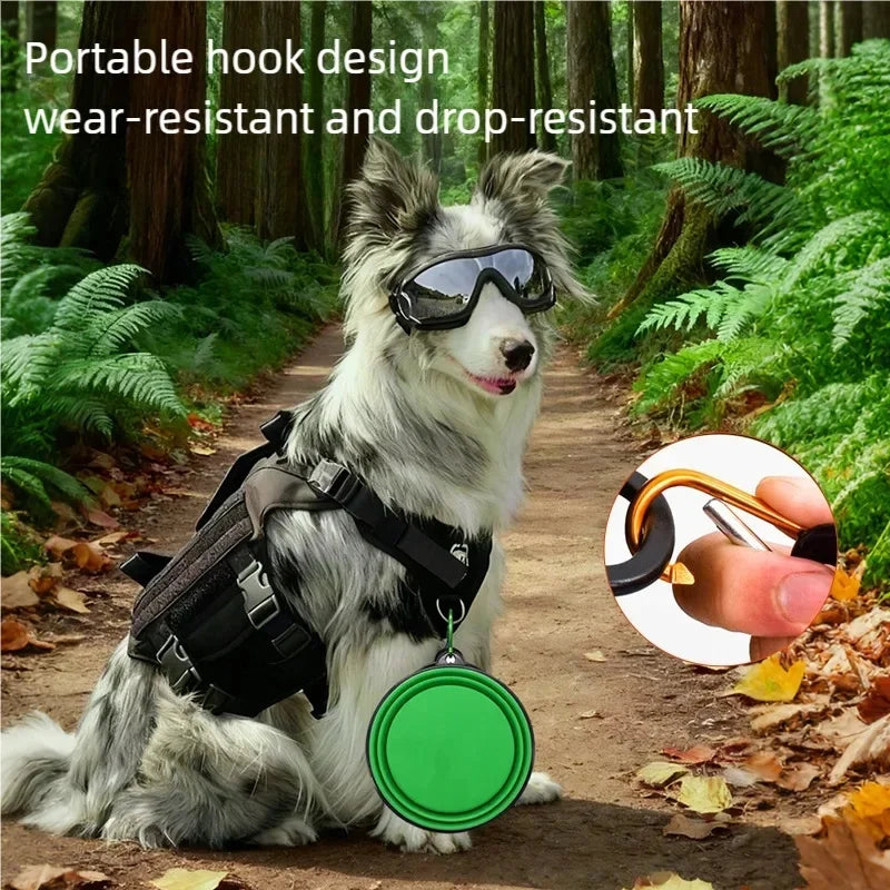 Folding Portable Silicone Dog Feeder, Bowl 2-in-1 Pet Dispenser for Outdoor Travel, Food And Water Container for Dogs And Cats