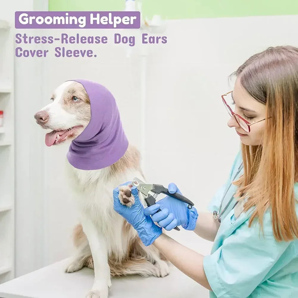 Pet Ears Covers for dogs and cats.  Calming, Headscarf, Bathing, Grooming Helper, Anti-shock, Noise-proof Earmuffs ,Turban Head Wrap Decompress Tool