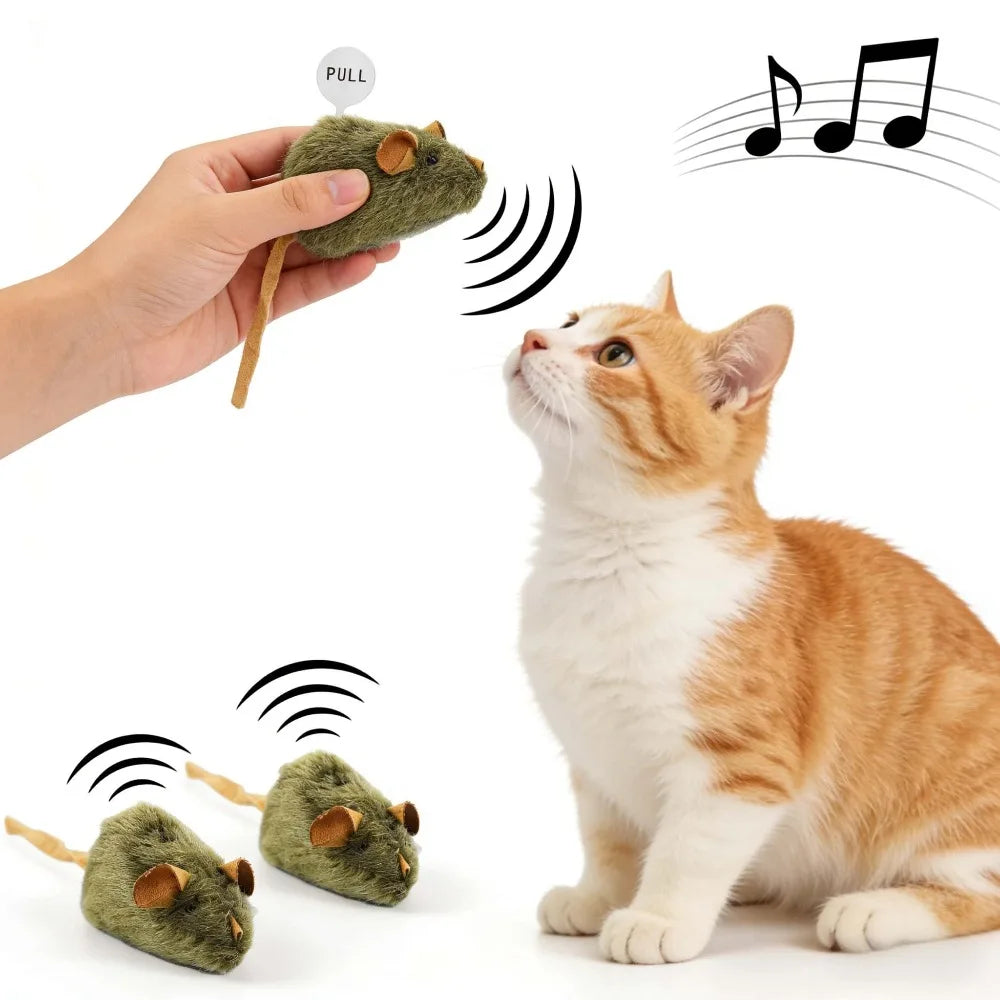 Interactive Squeaky Mouse for Cats, Toy Plush, Realistic Funny Self Play, Automatic Chirping, Durable Bite Resistant Pet Cat Kitten Toys