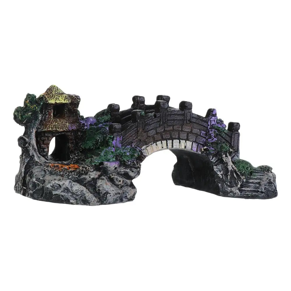 Aquarium Accessories, Arbor Tree, Plant Fake Landscaping, Fish Tank Ornament, Artificial Bridge Rockery Resin Aquarium Ornaments