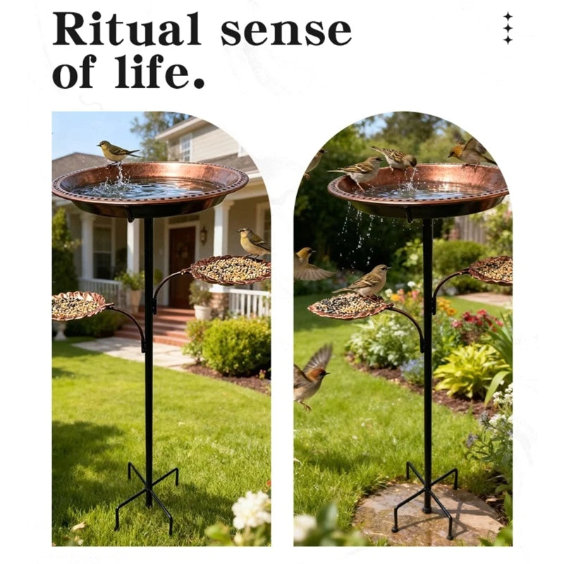 Elegant, Metal Bird Bath And Feeder, For Garden With Stable 5 Leg Base, Attracts Wild Birds for Patios, Outdoor, Decors KXRE