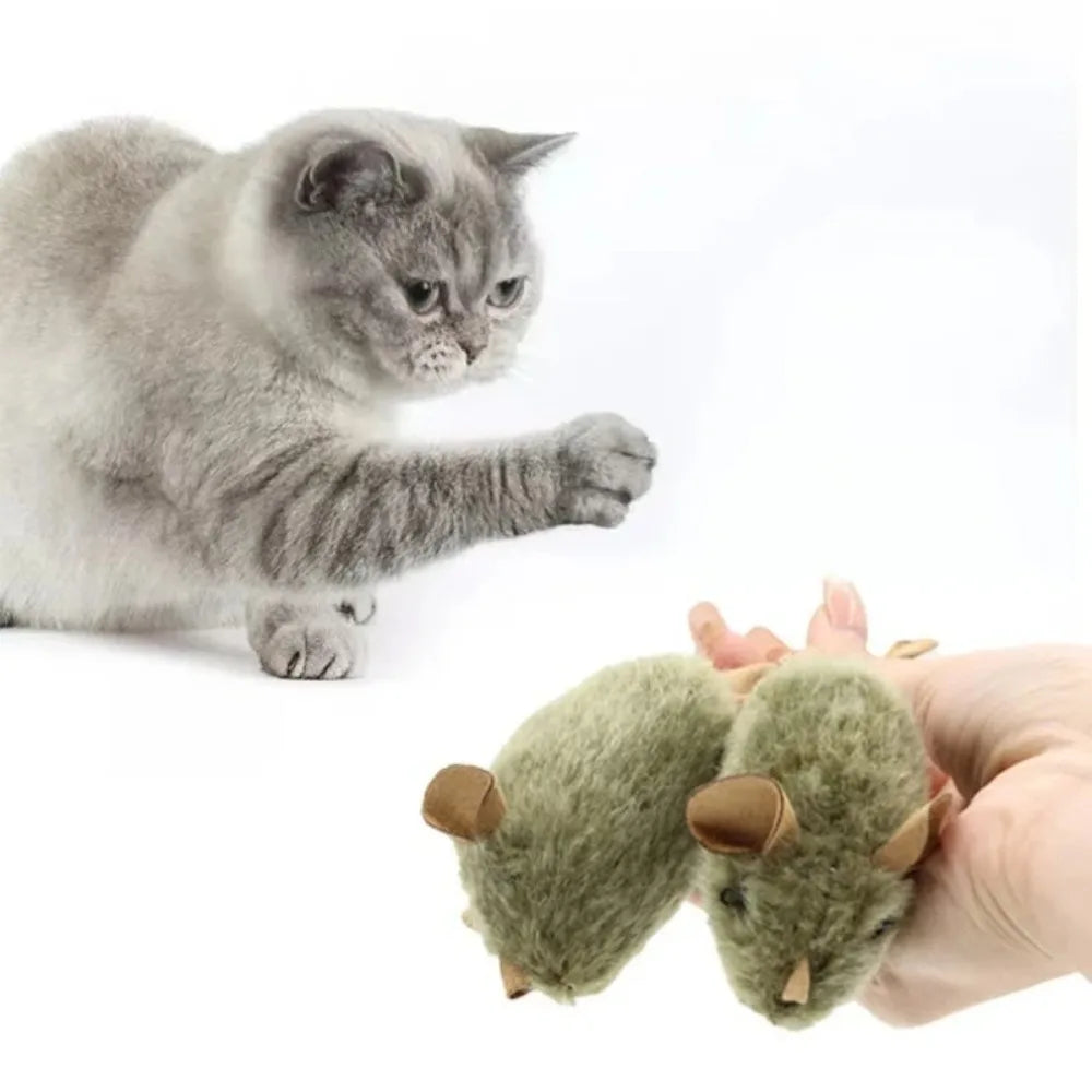 Interactive Squeaky Mouse for Cats, Toy Plush, Realistic Funny Self Play, Automatic Chirping, Durable Bite Resistant Pet Cat Kitten Toys