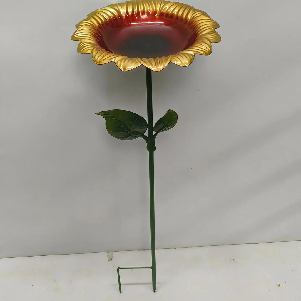 Bird Drinking Station, Metal Sunflower Water Stand, Bird Bath Decorative Bowl For Hummingbird, Finch, Chickadee, Bee