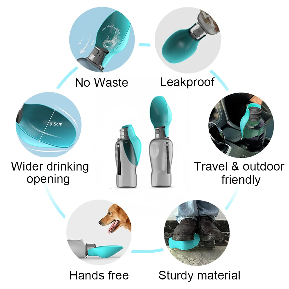 800ml Pet Water Bottle, Portable Big Dogs Drinking Bowl, High Capacity, Leakproof Dog Water Dispenser, Outdoor Cat Supplies