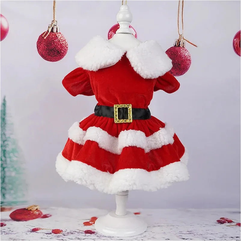 Soft Breathable Cat and Dog Christmas Dress, Fashion Cute Santa Claus Dog Skirt,  Warm Pet Christmas Costume, New Year Clothes