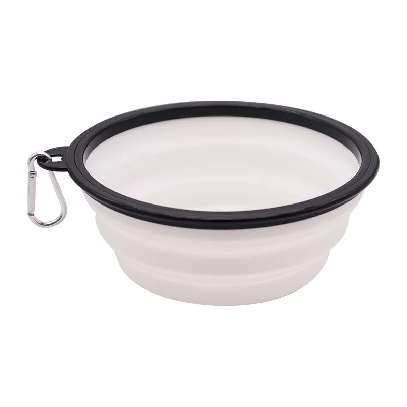 Folding Portable Silicone Dog Feeder, Bowl 2-in-1 Pet Dispenser for Outdoor Travel, Food And Water Container for Dogs And Cats