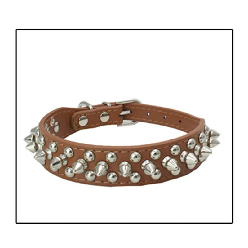 French Bulldog, Pitbull Dogs, Collar Retro Golden Rivet Studded Leather Pet Collar for Small. Medium. Large Dogs Spiked Neck Strap