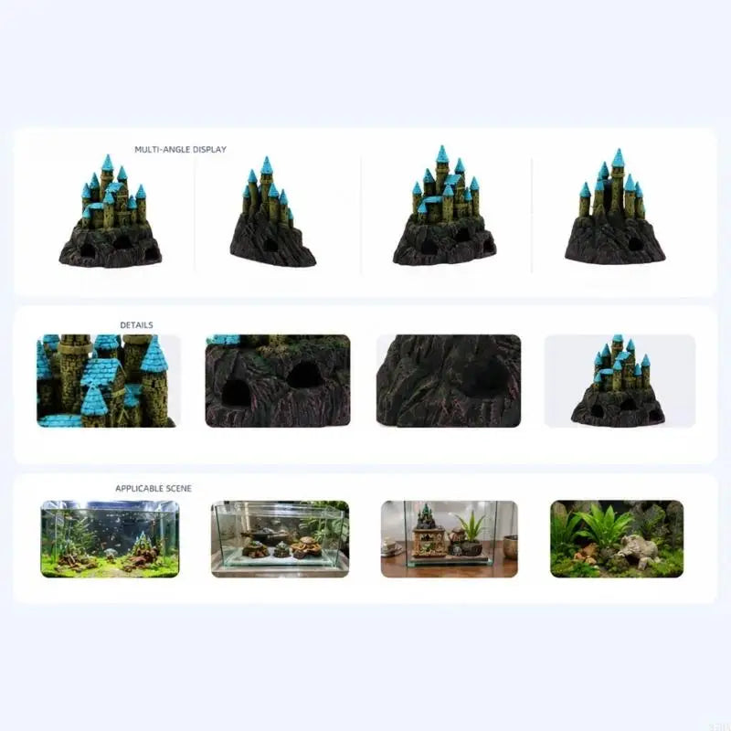 Resin Castle Aquarium Decoration | Fish Tank Cave Shelter & Hideout Ornament
