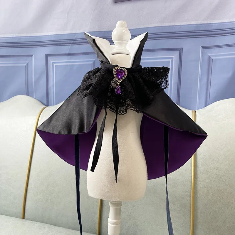 Handmade Dog Clothes, Pet Supplies Halloween Costume, Dark Witch Cloak Lace Neckerchief Festival Holiday Party Puppy Terrier