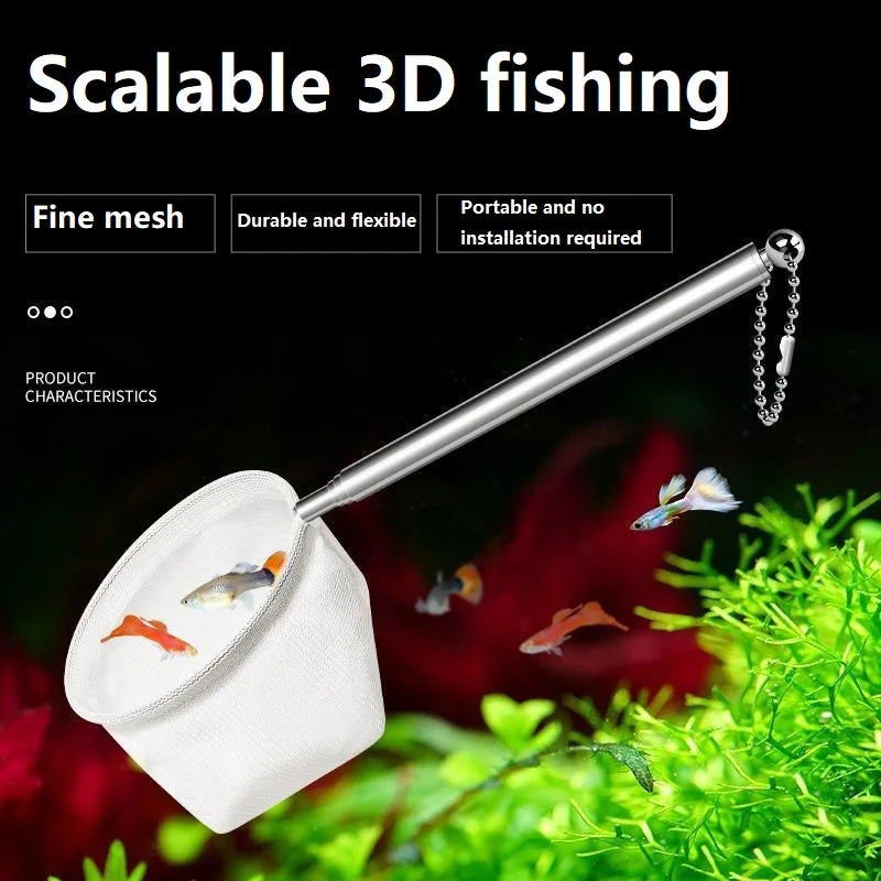 Aquarium Square Fishing Net Extendable Long Handle Fishing Gear for Catching Fish Shrimp Tank Clean Accessories YGQJYP04