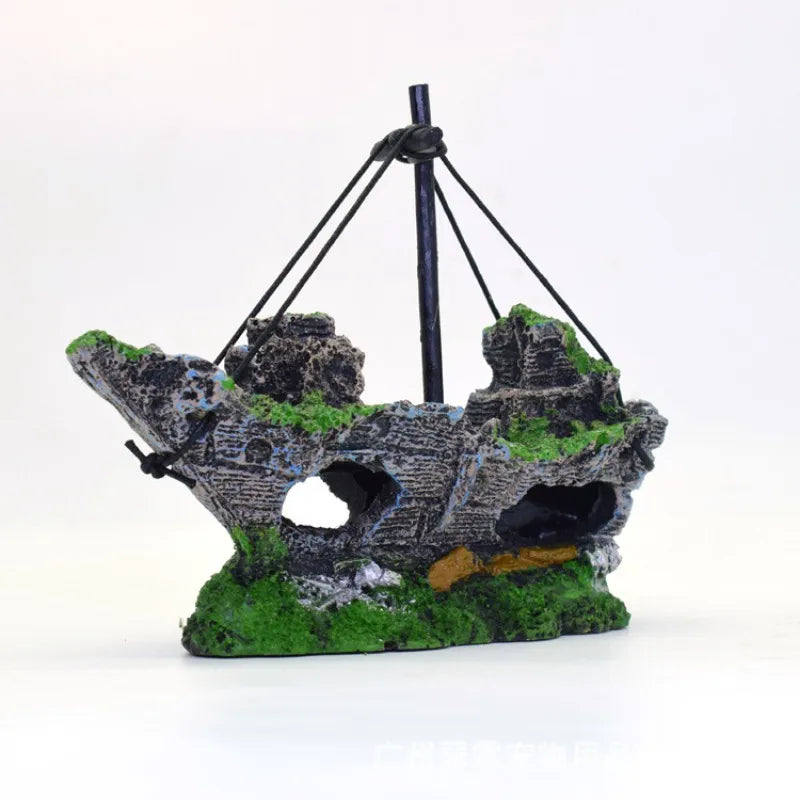 Resin Sunken Ship, Aquarium Accessory Fish Tank, Landscape Decoration, for Desktop or  Home Ornament For Aquarium Decorations